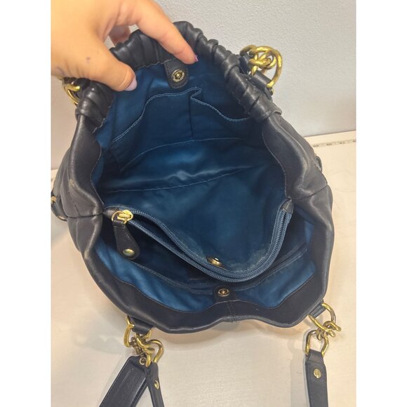 Vintage Coach Purse Black Leather Ashley Ruched Pleated F17571 Designer Classic - Picture 5 of 15